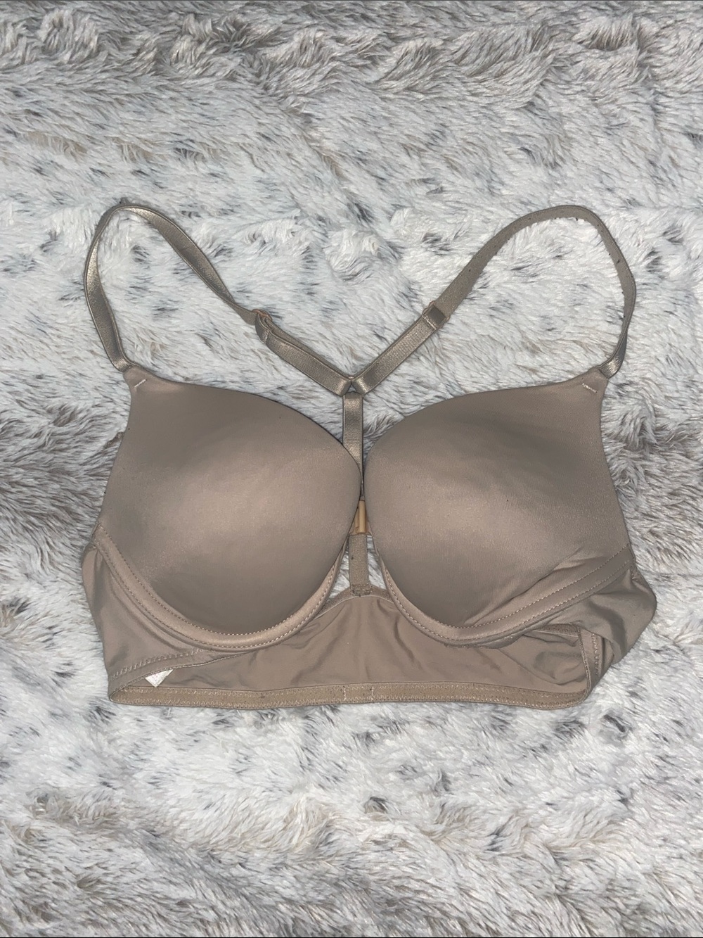 PINK Victoria's Secret T-Back Molded Push-Up Bra in Taupe